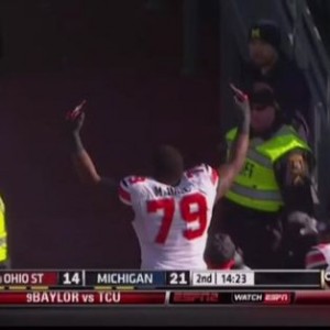 Marcus Hall Flipping the Bird to Michigan Fans 2013